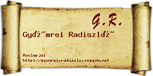 Gyömrei Radiszló névjegykártya
